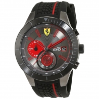 Ferrari Ρολόι από μαύρο ανοξείδωτο ατσάλι με μαύρο λουράκι από καουτσούκ 0830341