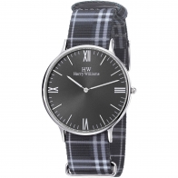 Harry Williams ρολόι από ανοξείδωτο ατσάλι με μαύρο υφασμάτινο λουράκι HW-2402M/01