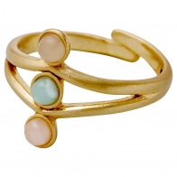 Pilgrim ring with gold plated brass and precious stones (mineral crystals) 141722404