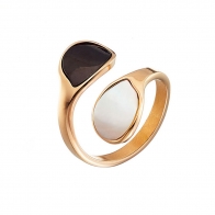 Oxette Rose Gold Stainless Steel Ring 04X27-00270 with semi precious stones (mother of pearl)