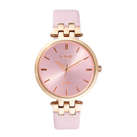 Loisir Watch 11L65-00182 with rose gold case and leather strap.