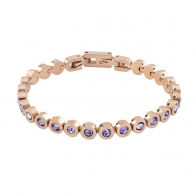 Oxette Rose Gold Stainless Steel Bracelet 02X27-00148 riviera with semi precious stones (quartz crystals)
