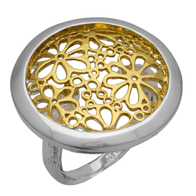 Handmade sterling silver ring Evrima flowers with silver and gold plating ENG-KR-1818-G