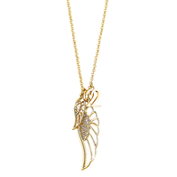 Oxette Necklace Charm 2022 01X15-00214 wings with gold brass and semi precious stones (zirconia)