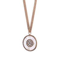 Oxette Necklace 01X15-00183 with rose gold brass and semi precious stones (M.O.P. and zirconia)