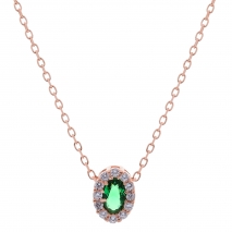 Σετ κοσμημάτων Prince Silvero (κολιέ, σκουλαρίκια και δαχτυλίδι) από ροζ επιχρυσωμένο ασήμι 925ο με ημιπολύτιμες πέτρες (ζιργκόν). JD-SE171G-R-SET κολιέ μέρος του σετ