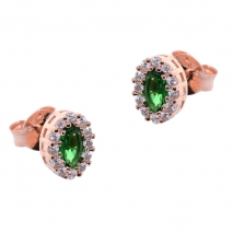 Σετ κοσμημάτων Prince Silvero (κολιέ, σκουλαρίκια και δαχτυλίδι) από ροζ επιχρυσωμένο ασήμι 925ο με ημιπολύτιμες πέτρες (ζιργκόν). JD-SE171G-R-SET σκουλαρίκια μέρος του σετ