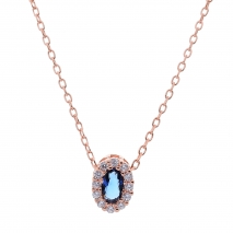 Prince Silvero Sterling Silver Jewel Set (necklace, earrings and ring) with rose gold plating and precious stones (zirconia). Product Code : JD-SE171M-R-SET necklace part of the set