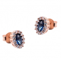 Σετ κοσμημάτων Prince Silvero (κολιέ, σκουλαρίκια και δαχτυλίδι) από ροζ επιχρυσωμένο ασήμι 925ο με ημιπολύτιμες πέτρες (ζιργκόν). JD-SE171M-R-SET σκουλαρίκια μέρος του σετ
