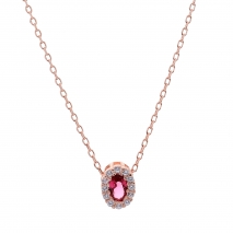 Σετ κοσμημάτων Prince Silvero (κολιέ, σκουλαρίκια και δαχτυλίδι) από ροζ επιχρυσωμένο ασήμι 925ο με ημιπολύτιμες πέτρες (ζιργκόν). JD-SE171R-R-SET κολιέ μέρος του σετ