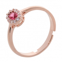 Σετ κοσμημάτων Prince Silvero (κολιέ, σκουλαρίκια και δαχτυλίδι) από ροζ επιχρυσωμένο ασήμι 925ο με ημιπολύτιμες πέτρες (ζιργκόν). JD-SE171R-R-SET δαχτυλίδι μέρος του σετ