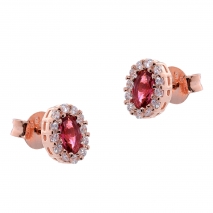 Σετ κοσμημάτων Prince Silvero (κολιέ, σκουλαρίκια και δαχτυλίδι) από ροζ επιχρυσωμένο ασήμι 925ο με ημιπολύτιμες πέτρες (ζιργκόν). JD-SE171R-R-SET σκουλαρίκια μέρος του σετ
