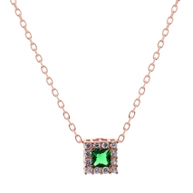 Σετ κοσμημάτων Prince Silvero (κολιέ, σκουλαρίκια και δαχτυλίδι) από ροζ επιχρυσωμένο ασήμι 925ο με ημιπολύτιμες πέτρες (ζιργκόν). JD-SE172G-R-SET κολιέ μέρος του σετ