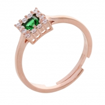 Σετ κοσμημάτων Prince Silvero (κολιέ, σκουλαρίκια και δαχτυλίδι) από ροζ επιχρυσωμένο ασήμι 925ο με ημιπολύτιμες πέτρες (ζιργκόν). JD-SE172G-R-SET δαχτυλίδι μέρος του σετ