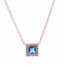 Prince Silvero Sterling Silver Jewel Set (necklace, earrings and ring) with rose gold plating and precious stones (zirconia). Product Code : JD-SE172M-R-SET necklace part of the set