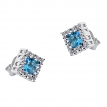 Σετ κοσμημάτων Prince Silvero (κολιέ, σκουλαρίκια και δαχτυλίδι) από επιπλατινωμένο ασήμι 925ο με ημιπολύτιμες πέτρες (ζιργκόν). JD-SE172Q-SET σκουλαρίκια μέρος του σετ