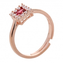 Σετ κοσμημάτων Prince Silvero (κολιέ, σκουλαρίκια και δαχτυλίδι) από ροζ επιχρυσωμένο ασήμι 925ο με ημιπολύτιμες πέτρες (ζιργκόν). JD-SE172R-R-SET δαχτυλίδι μέρος του σετ