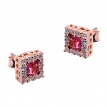 Σετ κοσμημάτων Prince Silvero (κολιέ, σκουλαρίκια και δαχτυλίδι) από ροζ επιχρυσωμένο ασήμι 925ο με ημιπολύτιμες πέτρες (ζιργκόν). JD-SE172R-R-SET σκουλαρίκια μέρος του σετ