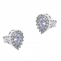 Σετ κοσμημάτων Prince Silvero (κολιέ, σκουλαρίκια και δαχτυλίδι) από επιπλατινωμένο ασήμι 925ο με ημιπολύτιμες πέτρες (ζιργκόν). JD-SE173-SET σκουλαρίκια μέρος του σετ