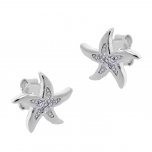 Prince Silvero Sterling Silver Jewel Set (pendant and earrings starfish) with rose gold plating and precious stones (zirconia). Product Code : YF-SE011-SET earrings part of the set