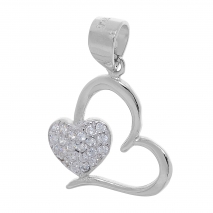 Prince Silvero Sterling Silver Jewel Set (pendant and earrings heart) with rose gold plating and precious stones (zirconia). Product Code : YF-SE013-SET pendant part of the set