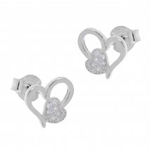 Σετ κοσμημάτων Prince Silvero (μενταγιόν και σκουλαρίκια καρδιά) από επιπλατινωμένο ασήμι 925ο με ημιπολύτιμες πέτρες (ζιργκόν). YF-SE013-SET σκουλαρίκια μέρος του σετ