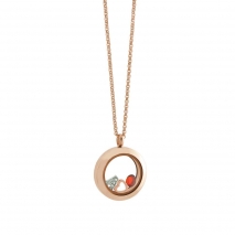 Loisir Stainless Steel Necklace 01L03-00410-JANUARY with Precious Stones (Quartz Crystals) and Ion Plated Rose Gold