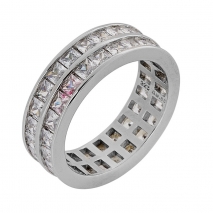 Prince Silvero Sterling Silver Ring 9B-RG065-1 with platinum plating and precious stones (zirconia).