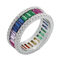 Prince Silvero Sterling Silver Ring 9B-RG066-5 with platinum plating and precious stones (zirconia).