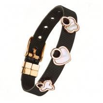 Loisir Stainless Steel Bracelet 02L03-00598 black rose gold heart folower with semi precious stones (M.O.P.)