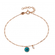 Loisir Rose Gold Sterling Silver Bracelet 02L05-01093 Eye with semi precious stones (enamel and pearls)