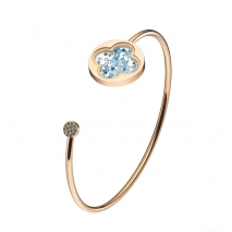 Loisir Rose Gold Stainless Steel Bracelet 02L27-00863 Round Locket with semi precious stones (quartz crystals)