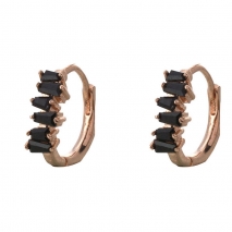 Loisir Rose Gold Sterling Silver Earrings 03L05-00974 hoops with semi precious stones (zirconia)
