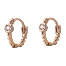 Loisir Rose Gold Sterling Silver Earrings 03L05-00975 hoops with semi precious stones (zirconia)