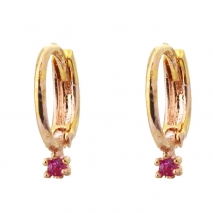 Loisir Rose Gold Sterling Silver Earrings 03L05-00976 hoops with semi precious stones (zirconia)