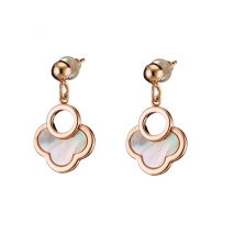 Loisir Earrings 03L15-00684 Flowers with Rose Gold Brass and semi precious stones (M.O.P.)