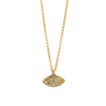 Oxette Sterling Silver Necklace 01X05-02732 eye with gold plating and semi precious stones (zirconia)