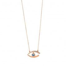 Oxette Sterling Silver Necklace 01X05-02749 eye with rose gold plating and semi precious stones (zirconia)