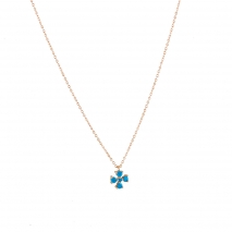 Oxette Sterling Silver Necklace 01X05-02783 cross with rose gold plating and semi precious stones (turquoise)