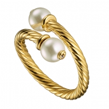 Oxette Sterling Silver Ring 04X05-01476 with Gold Plating and semi precious stones (pearls)