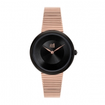 Visetti γυναικείο ρολόι ZE-358RB με ροζ χρυσή και μαύρη ατσάλινη κάσα και μπρασελέ