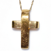 Handmade sterling silver cross 925o with silver chain and cord with mat gold plating IJ-090001E