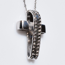 Handmade sterling silver cross 925o with silver chain and cord with platinum plating IJ-090002A Image 2