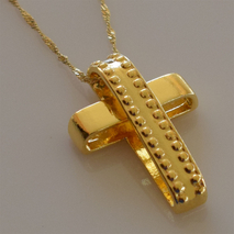 Handmade sterling silver cross 925o with silver chain and cord with gold plating IJ-090002B Image 3 in natural environment without special lighting