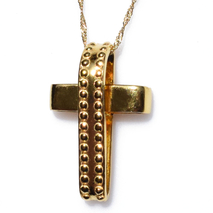 Handmade sterling silver cross 925o with silver chain and cord with gold plating IJ-090002B