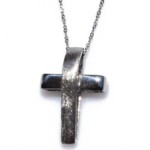 Handmade sterling silver cross 925o with silver chain and cord with mat platinum plating IJ-090003A
