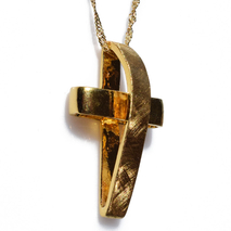 Handmade sterling silver cross 925o with silver chain and cord with mat gold plating IJ-090003B Image 2