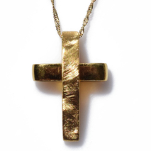 Handmade sterling silver cross 925o with silver chain and cord with mat gold plating IJ-090003B