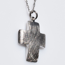 Handmade sterling silver cross 925o with silver chain and cord with mat platinum plating IJ-090007A Image 2
