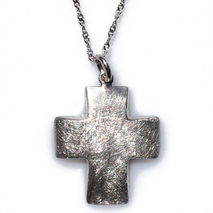 Handmade sterling silver cross 925o with silver chain and cord with mat platinum plating IJ-090007A